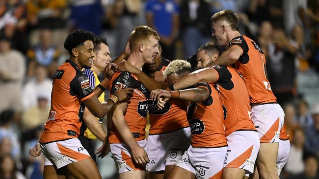 Alex Seyfarth is leading the race to start in the back row for the Wests Tigers this season. Picture: Gregg Porteous / NRL Imagery