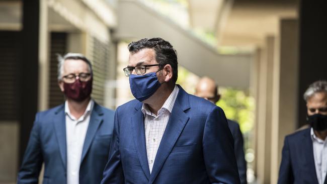 Victoria Premier Daniel Andrews arrives at a news conference on February 12, 2021 in Melbourne, Australia.