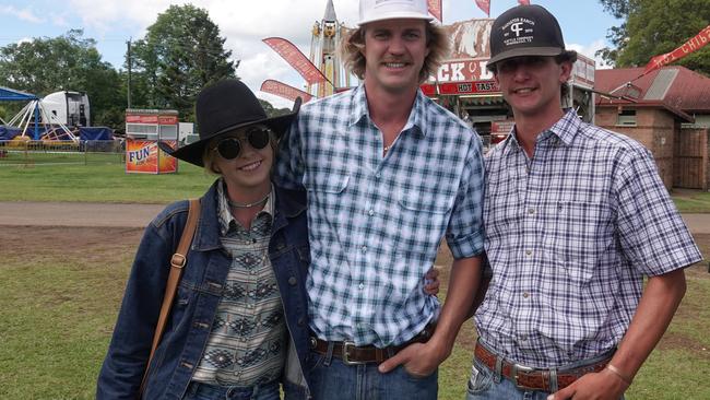 Emma Williams, Dillon Carey and Cooper West at the Dorrigo Show. Picture: Chris Knight