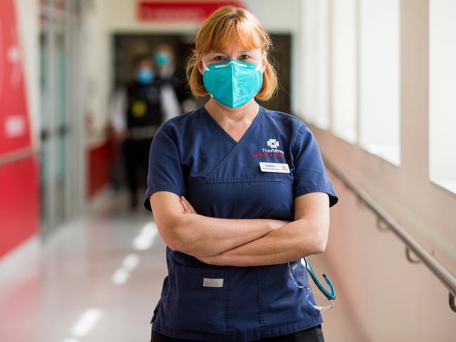 Claire Lobb is a nurse at the Alfred Hospital in Melbourne, and is taking part in a clinical trial testing whether Hydroxychloroquine can prevent COVID-19 in health workers. Photograph by Paul JeffersThe Australian29 Sep 2020