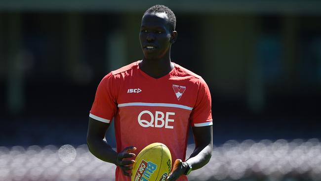 Aliir Aliir did not train with his teammates this morning. Picture: AAP