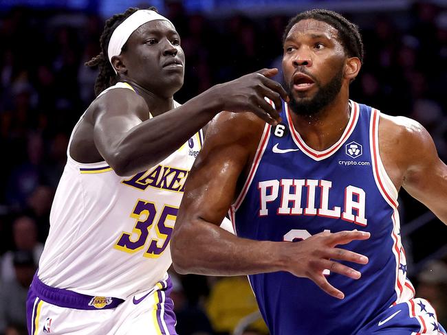 South Sudan’s Wenyen Gabriel has had to deal with the toughest jobs in the NBA, including reigning MVP Joel Embiid. Picture: Getty Images/AFP