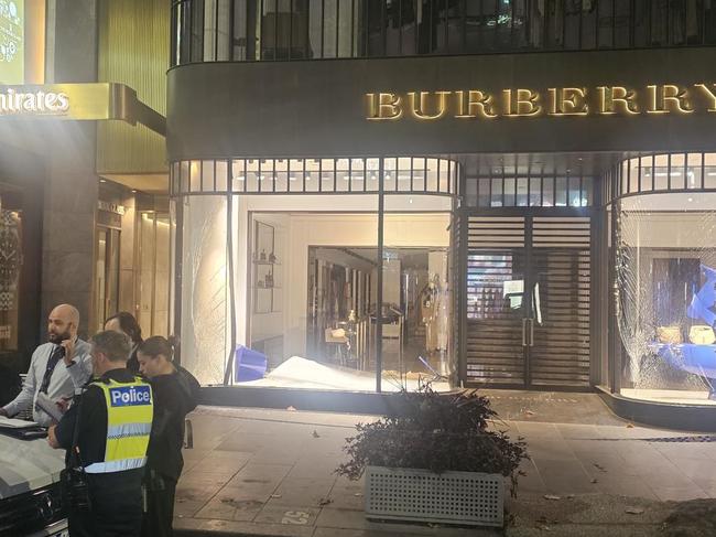 Burberry on Collins St in the Melbourne CBD was the target of a ram raid in April. Picture: Supplied