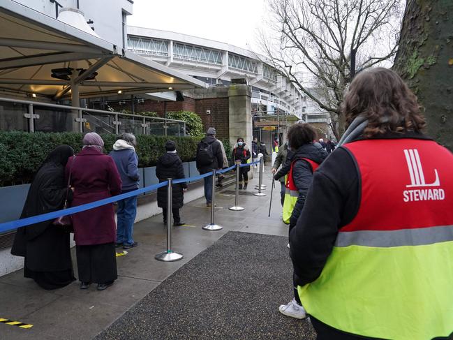 Brits line up to get the vaccine at a site at Lords Cricket Ground in London. Picture: AFP