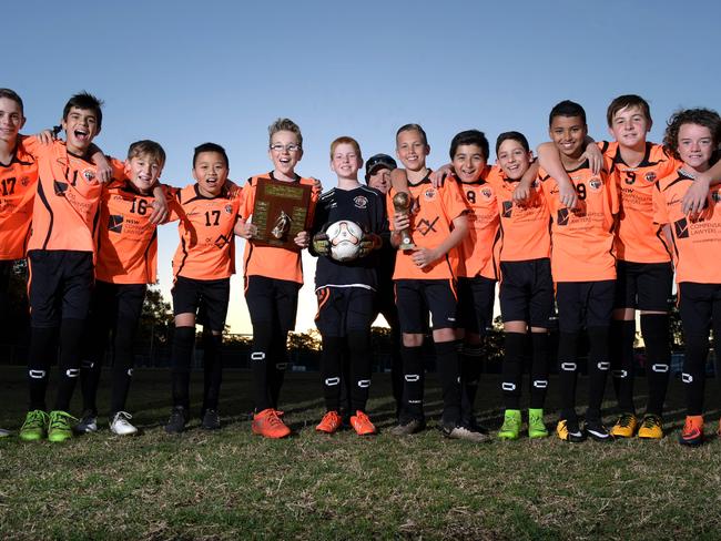 The Kemps Creek United Soccer Club under12's at  Bill Anderson Reserve in Kemps Creek 31 August 2017. They have been nominated for Young Sporting Spirit Team. (AAP IMAGE/Simon Bullard