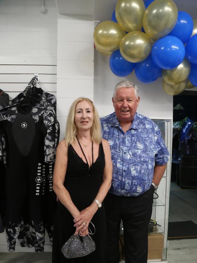 Husband and wife team Bobby and Tony Physick, who owned and operated the Divers Den for 35 years, attended the scuba diving school's 50th anniversary celebrations. Photo: Catherine Duffy.