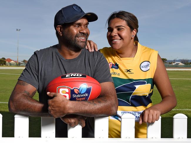 Lakeesha Pickett (R) with dad Byron Pickett. Picture: Naomi Jelicoe