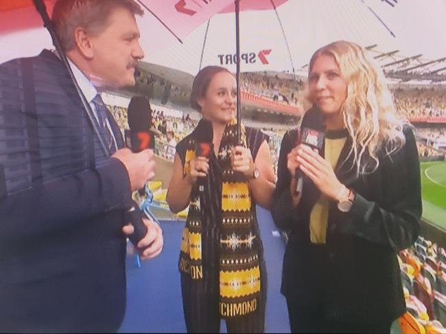 Brian Taylor, Ash Barty and Stephanie Gilmore on Channel 7.