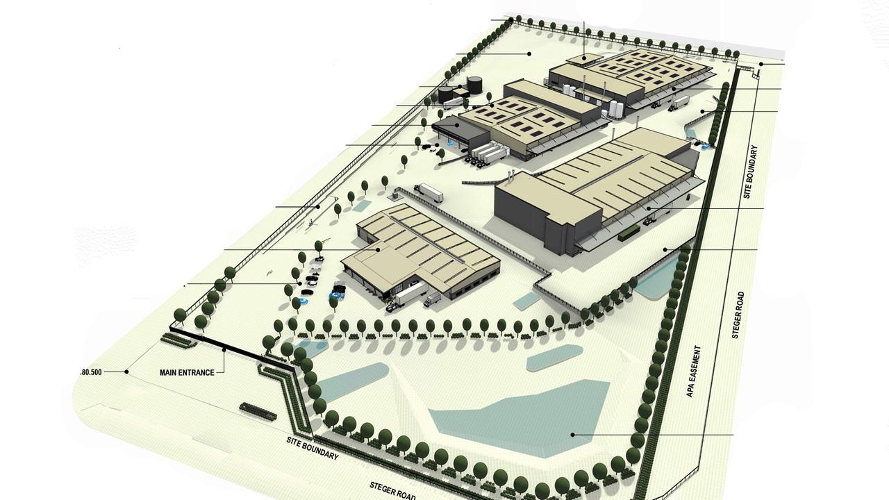 Concept art for Agcrest Pty Ltd's proposed chemical manufacturing plant on Steger Road in Charlton, which was approved by the Toowoomba Regional Council.