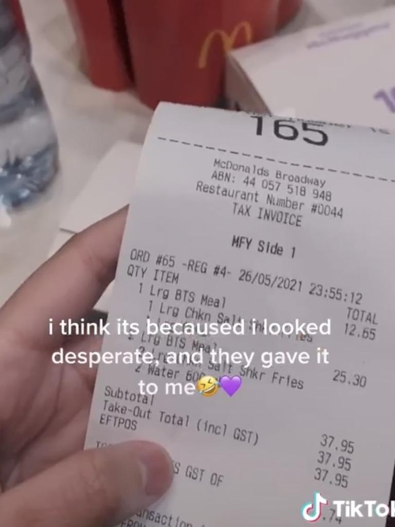 BTS fans try new Macca's food collab. Picture: TikTok/@stephaniechnn.