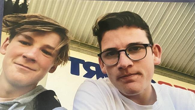 Bailey Humphrey and his best mate Riley Pearce, who took his own life.