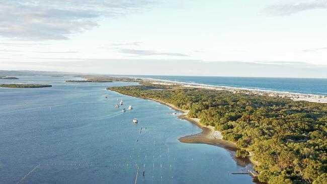 View north from South Stradbroke Island - showing location of the new planned nature tourism resort Pandana.