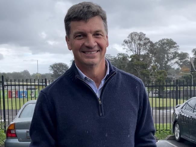 Federal Member for Hume, Angus Taylor, at Tahmoor Public School polling booth on election day 2022. Picture: Niki Iliagoueva