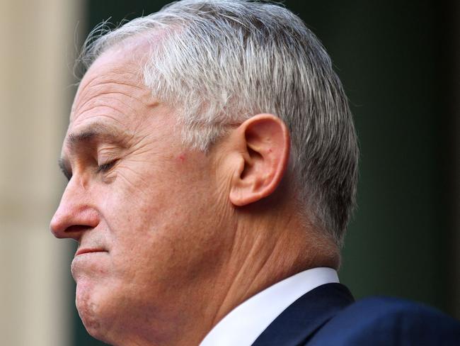 Australia's outgoing Prime Minister Malcolm Turnbull speaks at a press conference in Canberra on August 24, 2018. - Scott Morrison was sworn in as Australia's seventh prime minister in 11 years on August 24 after a stunning party revolt against Malcolm Turnbull, which the new leader admitted had left the government "bruised and battered". (Photo by SAEED KHAN / AFP)