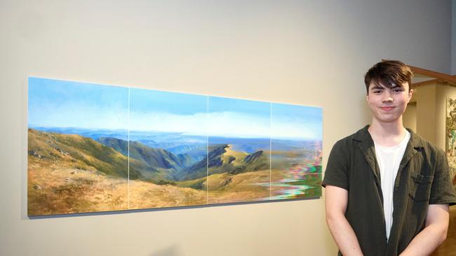 Oscar Hartley pictured with his work. Picture: Art Gallery of NSW/Mim Stirling