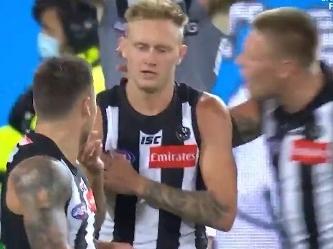 Jaidyn Stephenson appeared to admit that his kick had been touched off the boot.