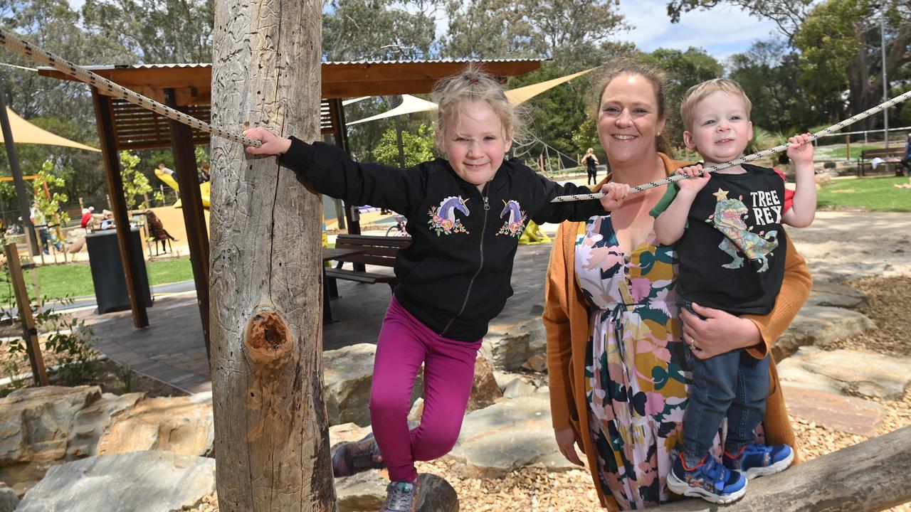 Mt Barker’s new playground may need some supervision of children, but Elise said it’s an amazing new feature for the area. Picture: Keryn Stevens.