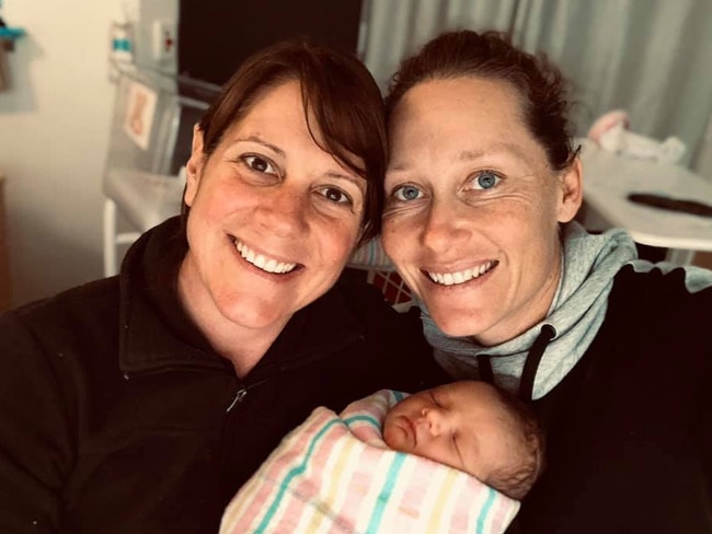 Sam Stosur (right) and partner Liz with their daughter. Picture: Instagram