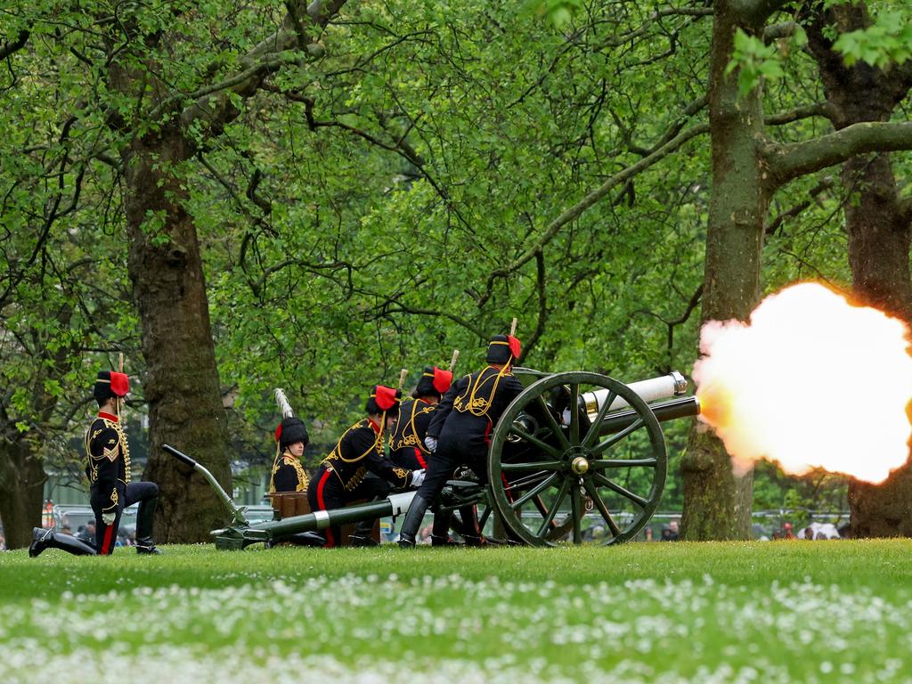 A 41 Gun Royal Salute, part of the Special Military Celebrations marking the First Anniversary of King Charles III and Queen Camilla's Coronation. Picture: Getty Images