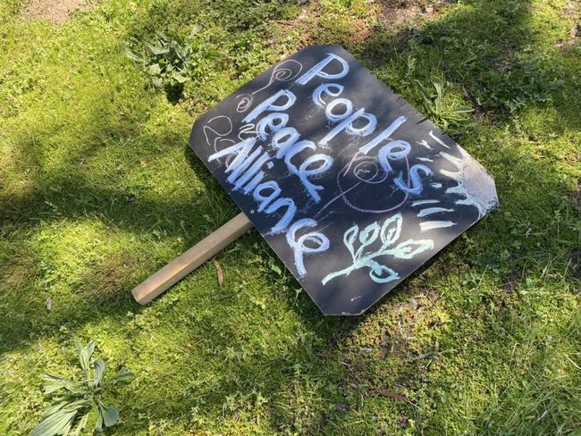 One of the sign on the ground outside the Sandy Creek property. Picture: Georgia Westgarth/Nine News Adelaide