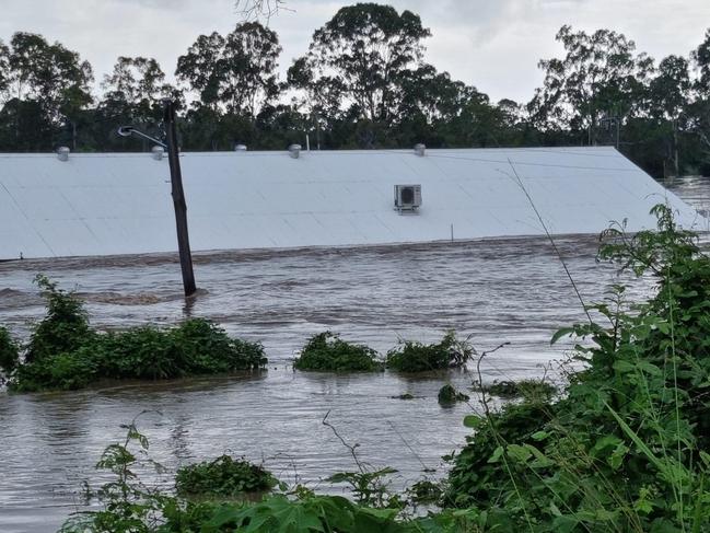 Only the roof of Maryborough Marina was visible on Sunday. Picture: Supplied