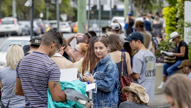 Lines at the Centrelink in Southport. Picture: Jerad Williams
