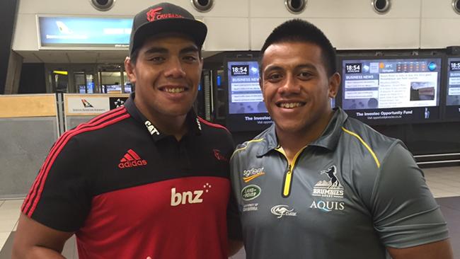 Wallaby Allan Alaalatoa (R) with his brother Michael.