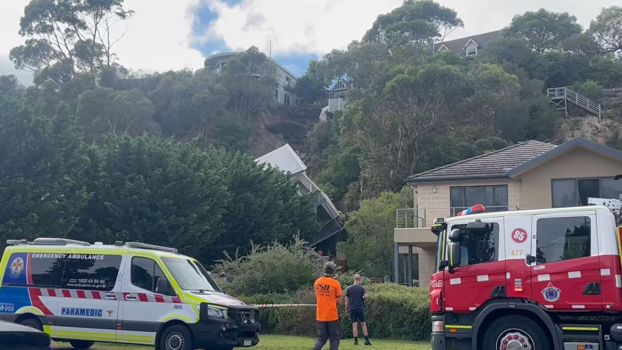 A person is injured after a house collapsed on the Mornington Peninsula. Picture: Facebook