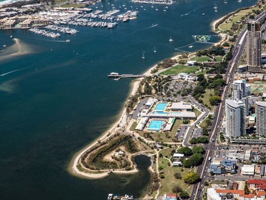 An aerial view of Broadwater Parklands, Southport