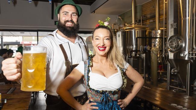 Adrian and Josie Cubit of The Brewhouse celebrate Oktoberfest, Saturday, October 22, 2022. Picture: Kevin Farmer