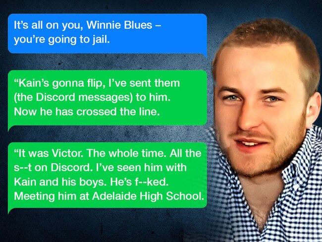 Victor Codea and some of the messages sent in the lead-up to his alleged murder at Adelaide High School.