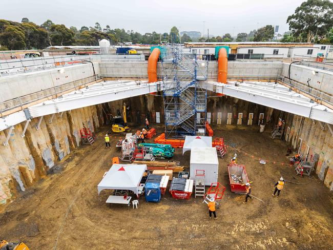 BURWOOD, NOVEMBER 26, 2024: Works underway on the Suburban Rail Loop (SRL) site at Burwood. Picture: Mark Stewart