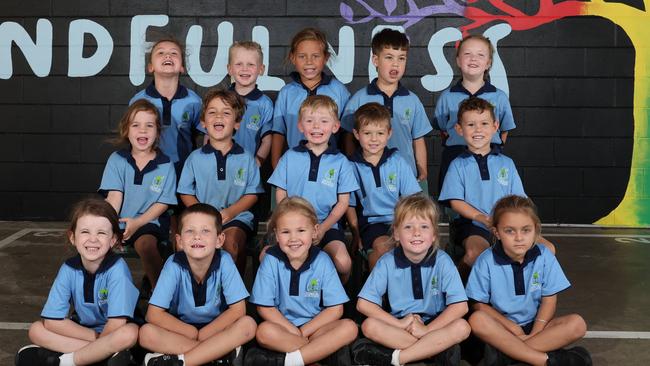 My First Year: Ormeau State School Prep D. Back row: Ayla, Parker, Kainoa, Jude, Tahlia. Middle row: Alaska, Theodore, Malachi, Cooper, Levi. Front row: Bridie, Noah, Kathleen, Harley, Macie. Picture: Glenn Hampson.