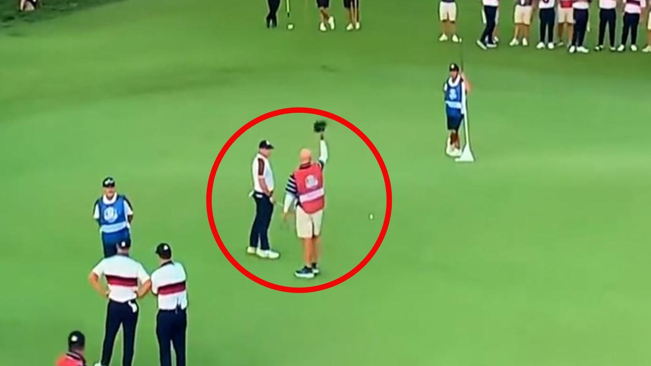 The moment that sparked this year's Ryder Cup controversy. Picture: Supplied