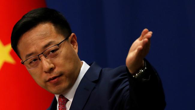 Chinese Foreign Ministry spokesman Zhao Lijian at a news conference in Beijing. Picture: Reuters