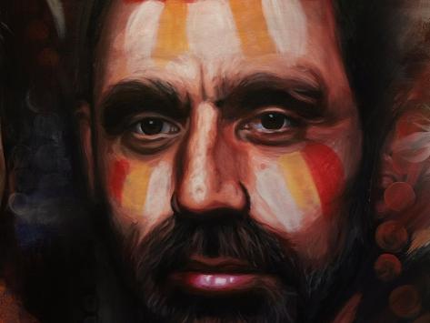 Troy Cassar-Daley, Adam Goodes, Pat ANderson and Stan Grant painted by Apparition Media for the video accompanying the Uluru Statement of the Heart recorded for new Midnight Oil album, The Makarrata Project.