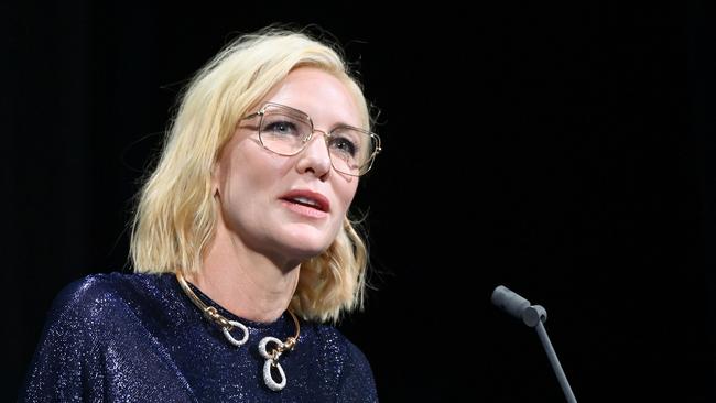 Cate Blanchett delivers a speech during the opening ceremony on the opening day of the 77th Venice Film Festival. Picture: Alberto Pizzoli / AFP