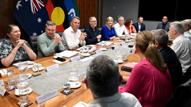 Anthony Albanese during a cabinet meeting in Darwin on Wednesday. Picture: Lukas Coch / Pool / NCA NewsWire