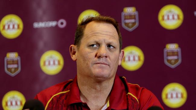 Queensland State of Origin team announcement. Queensland selector Gene Miles, Queensland coach Kevin Walters and QRL chairman Bruce Hatcher. Pic Tim Marsden