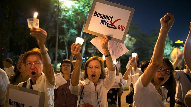 Pro-election protesters call for a free and fair election. Picture: Getty