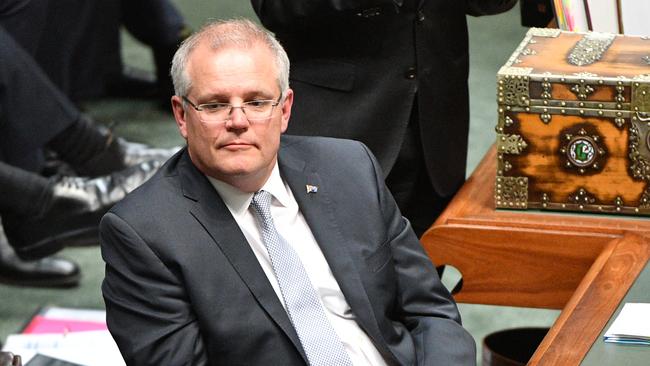 Prime Minister Scott Morrison during Question Time in the House of Representatives at Parliament House in Canberra, Monday, October 15, 2018. (AAP Image/Mick Tsikas) NO ARCHIVING