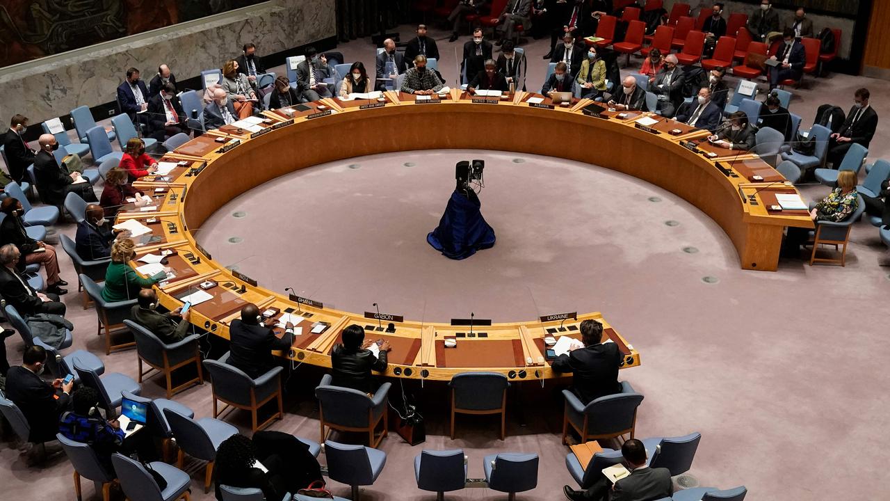 The UN Security Council held an emergency meeting in New York on Monday on the Ukraine crisis after Russia ordered its military to act as ‘peacekeepers’ in two breakaway regions. Picture: Timothy A. Clary/AFP