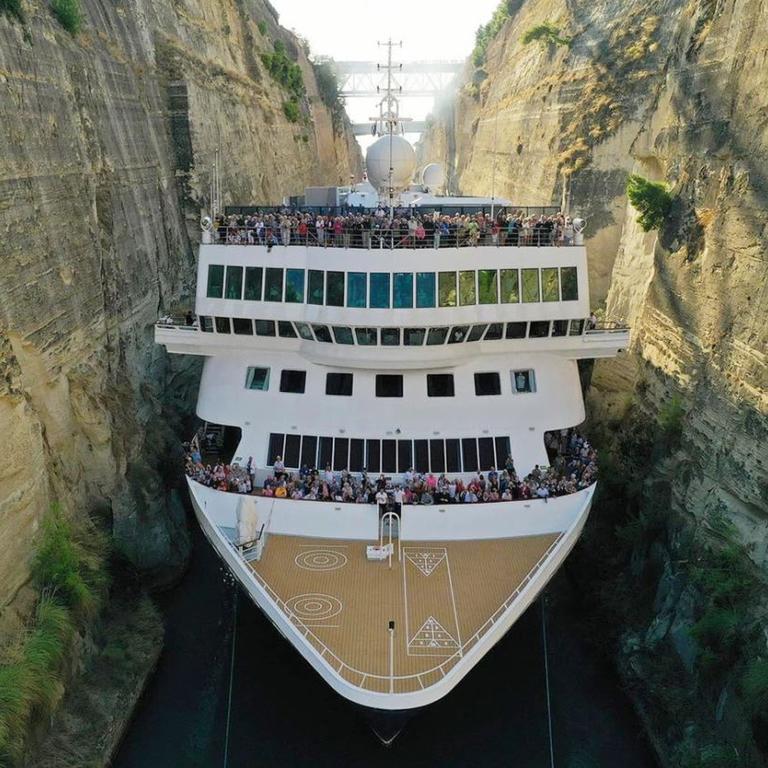 The MS Braemar is the largest ship to pass through Greece's Corinth Canal