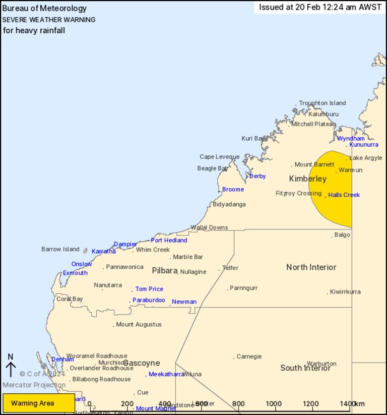 Ex-Tropical Cyclone Lincoln continues to cause concern for the Gregory, Tanami and Kimberly districts. Picture: Bureau of Meteorology