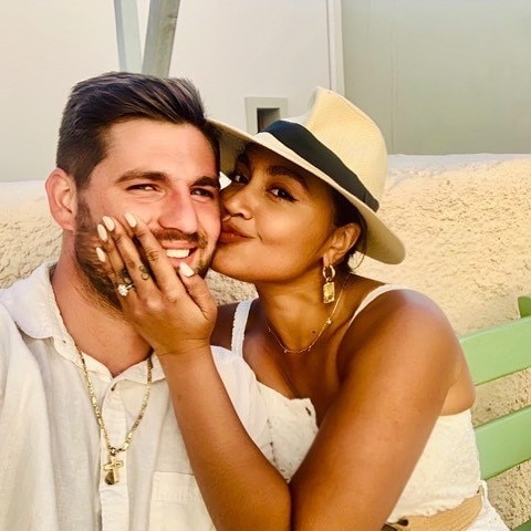 Jessica Mauboy Mauboy with Themeli Magripilis when they announced their engagement. The couple married in Darwin on Saturday. Picture: @jessicamauboy1/Instagram