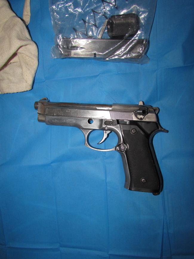 One of the guns seized detectives during their investigation of Bruce.