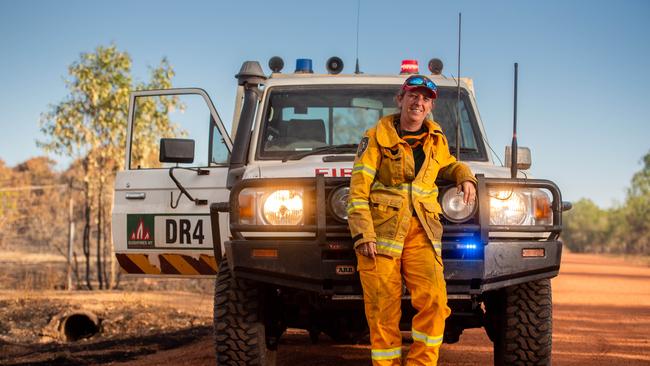 Darwin's rural areas have seen a series of bushfires during the NT's worst fire rating days of the past two years. More extreme fire days are expected later in the week. Darwin River volunteer bushfire brigade captain Karen Percival. Picture: Che Chorley