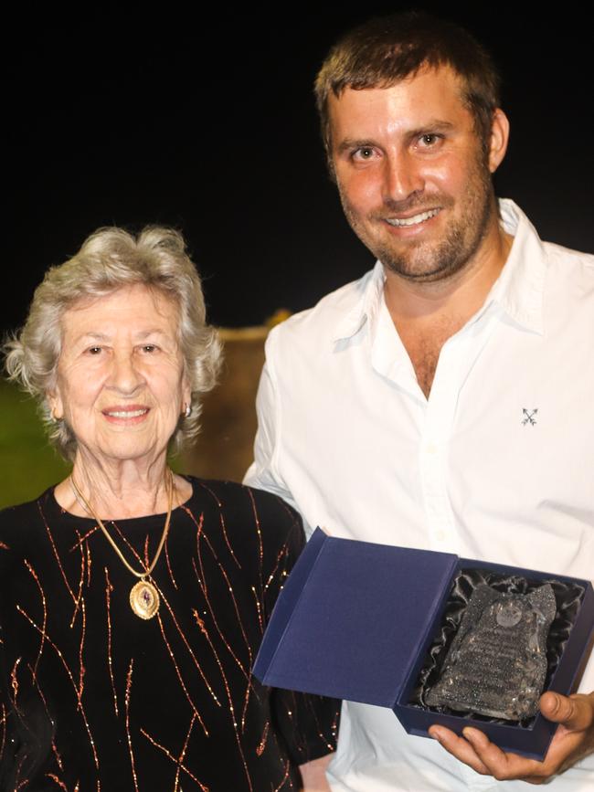 Raymond Courtice, 2021 Charlie Nastasi Horticultural Farmer of the Year, with Lucy Nastasi, the wife of the late Charlie Nastasi. Picture: Supplied.