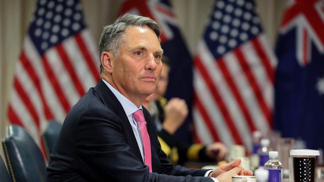 Australian Deputy Prime Minister and Minister of Defence Richard Marles participates in a meeting with US Secretary of Defence Lloyd Austin at the Pentagon.