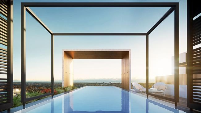 The hotel will offer a pool and outdoor entertaining spaces with views across the Dandenong Ranges.